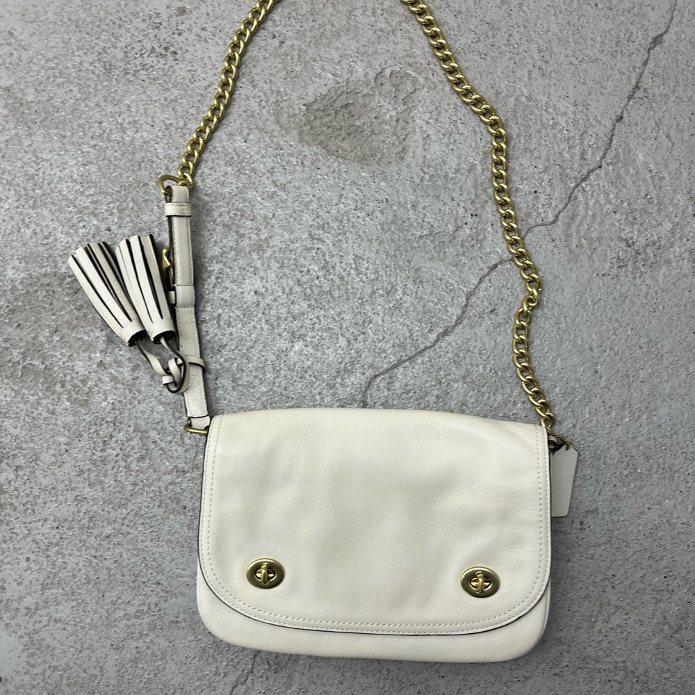 Coach New York cream cross body leather handbag